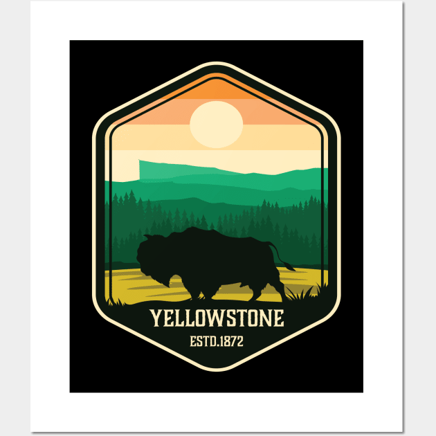 Bison on Yellowstone National Park Graphic Design T-shirt Wall Art by Zooha131